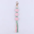 Handmade Woven Flower Keychain Cotton Polyester Gold Clasp 5