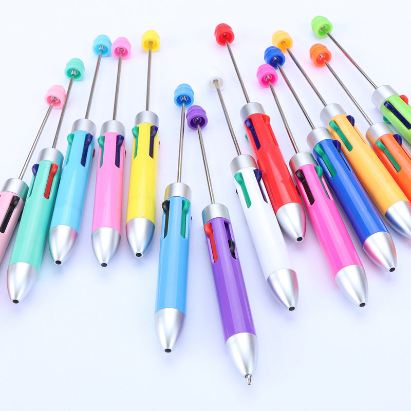 Beadable Pen Four Color Ballpoint Vibrant Barrel Bullet Tip 4