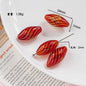 Vintage Pattern Olive Shaped Blown Glass Beads Handmade 4pcs 13