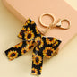 Elegant Bow PU Leather Keychains 15cm Colorful Printed 2pcs 8