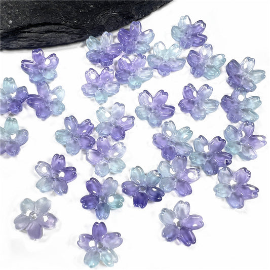 Czech Glass Beads Cherry Blossom 10mm Iridescent Pastel 50pcs 2