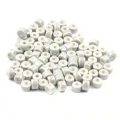 Cylindrical Ceramic Beads 6mm Glossy Rainbow Spacer 10pcs 18