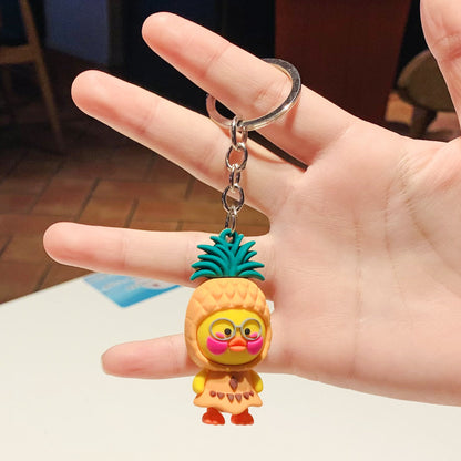 Silicone Fruit Theme Cartoon Duck Keychain Vibrant Colors 9