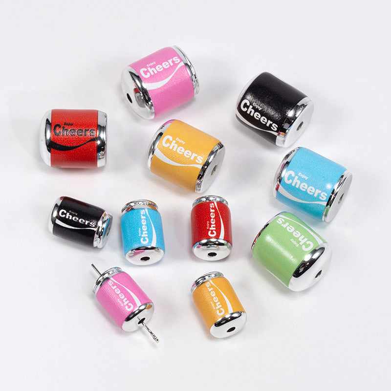 Plating Acrylic Beads 17-20mm Cola Can Design Colorful 10pcs 4
