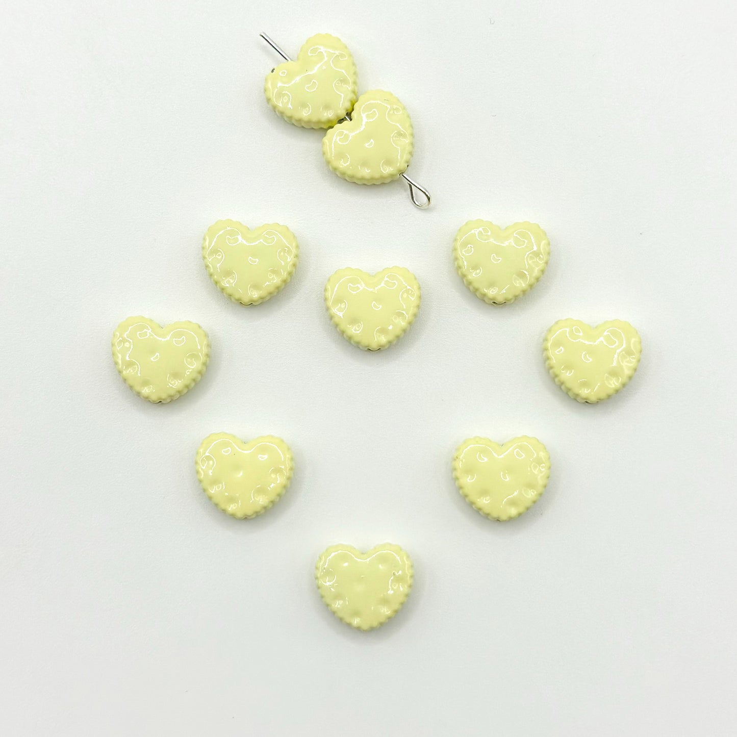 Heart Metal Beads 12mm Baking Painted Biscuit Style 20pcs 10