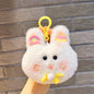 Plush Bow Tie Rabbit Head Keychain Soft Pastel Animal Charm 8