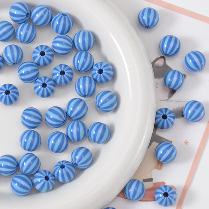 Watermelon Striped Acrylic Beads 10-12mm Round Colorful 20pcs 5
