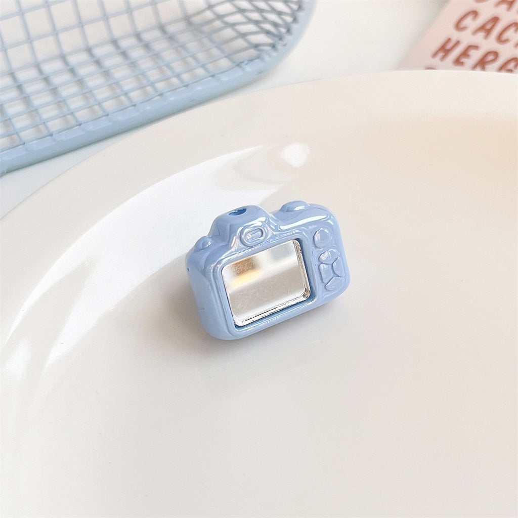 Painted Camera Acrylic Beads 25mm Pastel Colors Glossy Silver 50pcs 4