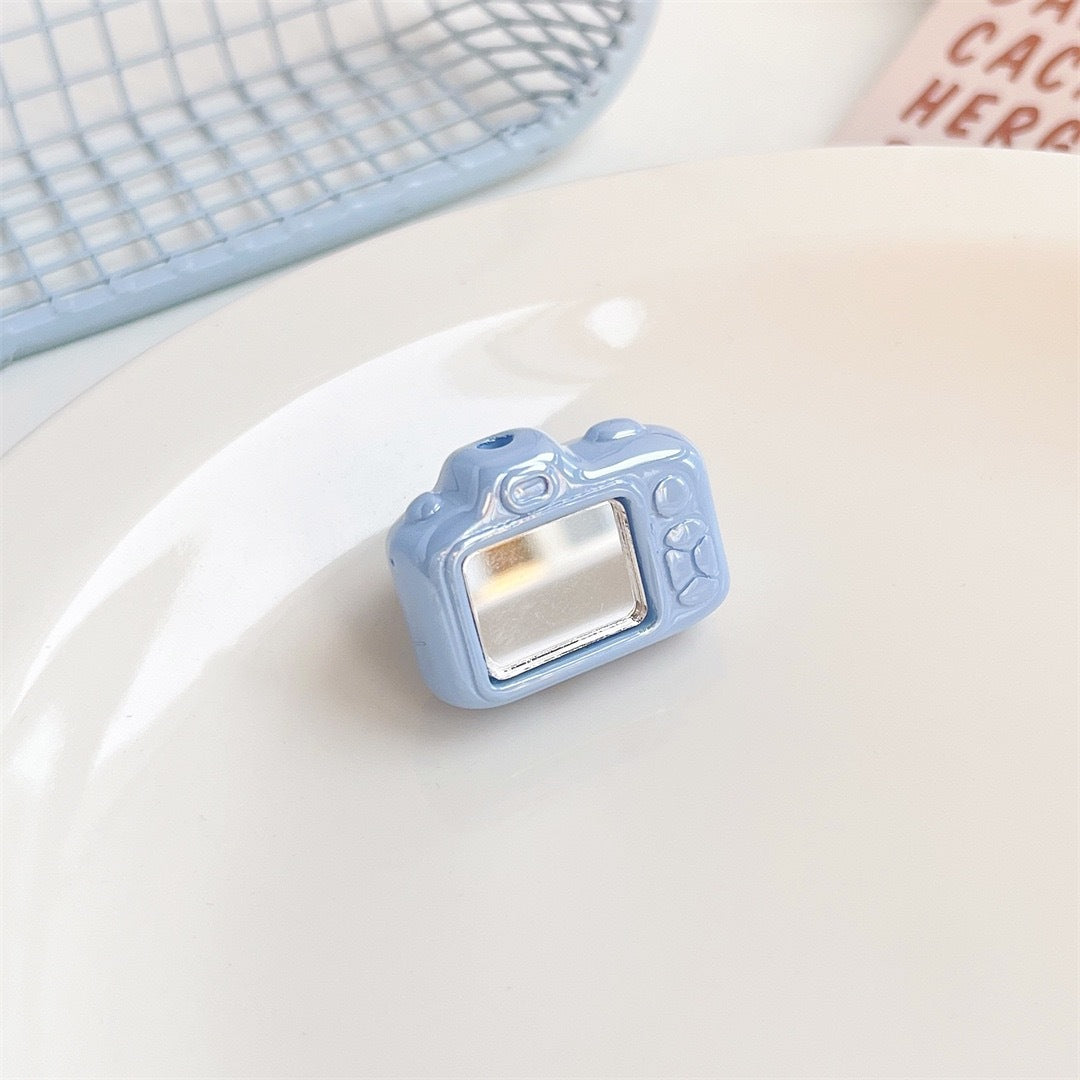 Painted Camera Acrylic Beads 25mm Pastel Colors Glossy Silver 50pcs 4