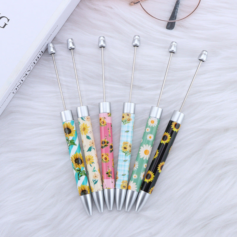 Beadable Ballpoint Pen Printed Flag Sunflower Pattern Long 167mm 4