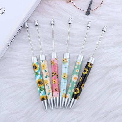 Beadable Ballpoint Pen Printed Flag Sunflower Pattern Long 167mm 4