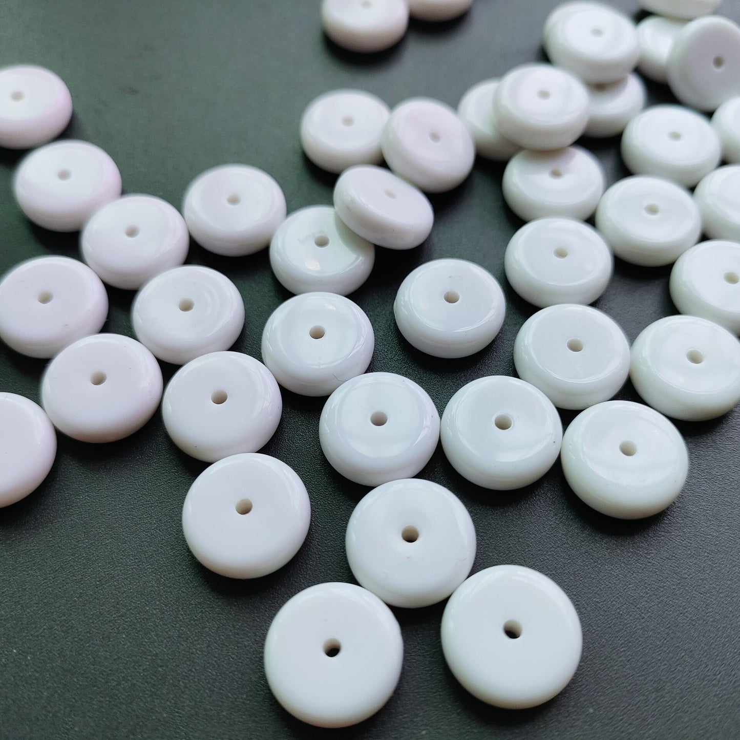 Acrylic Flat Spacer Beads 10mm 12mm Solid White 100pcs 3