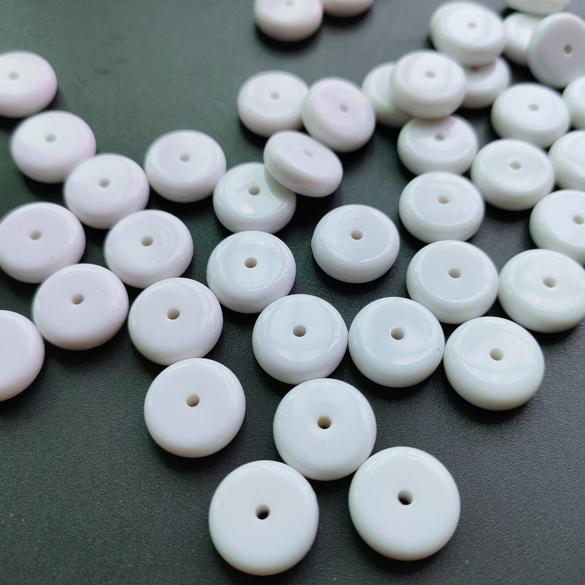 Acrylic Flat Spacer Beads 10mm 12mm Solid White 100pcs 3