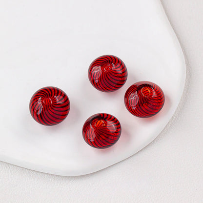 Hollow Spiral Striped Blown Glass Spacer Beads Colorful 4pcs 8