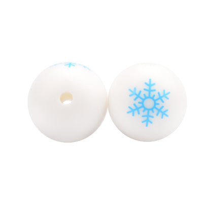 15mm Printed Christmas Silicone Beads Festive Holiday Designs 50pcs 5