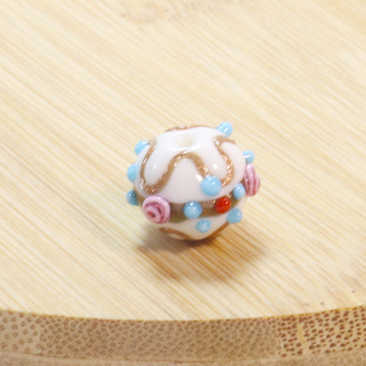 Vintage Filigree Rose Lampwork Glass Beads 12mm 14mm Pastel Colors 5pcs 2