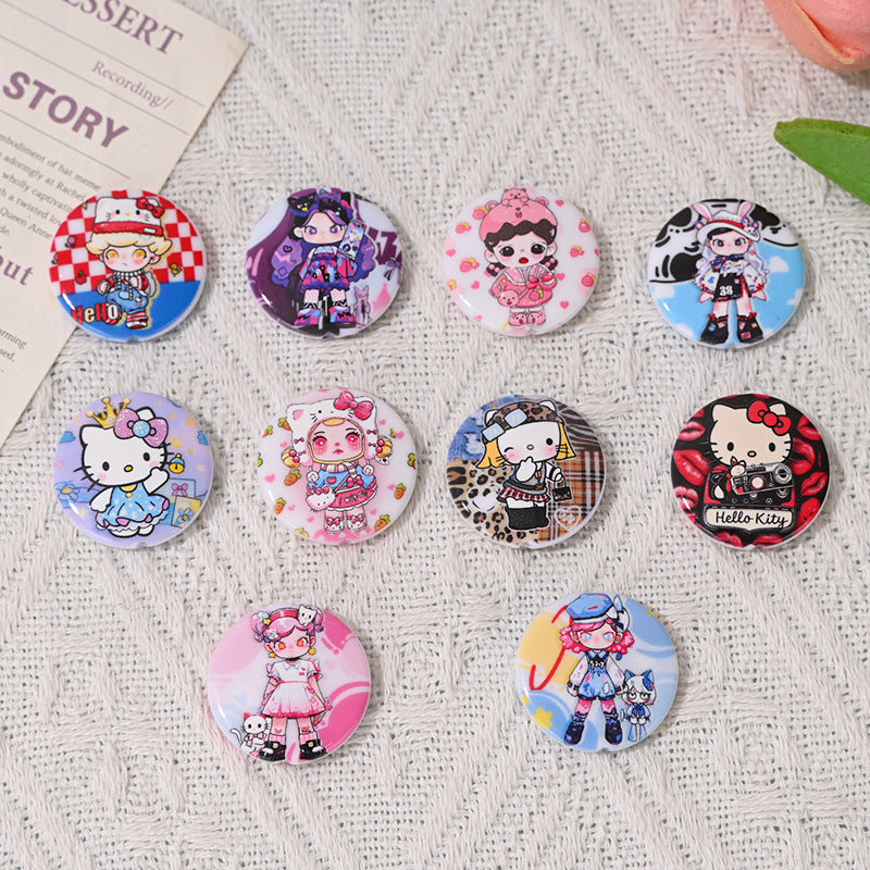 Hello Kitty Molly Print Acrylic Flat Beads 25mm 10pcs 4
