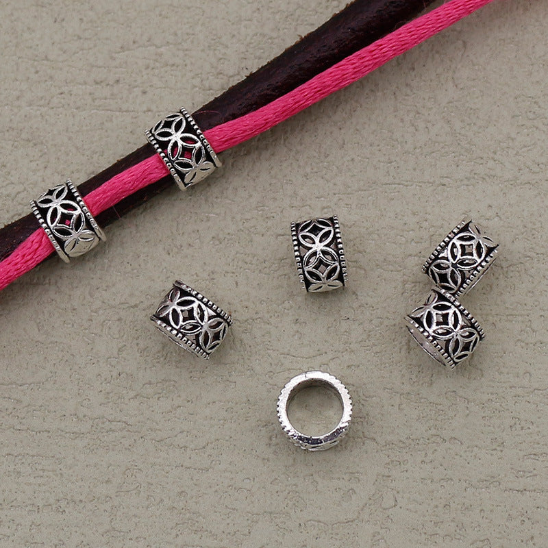 Alloy Hollow Coin Patterned Spacer Beads 8*5mm Antique Silver 100pcs 2