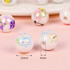 Printed Round Acrylic Beads 15mm Glossy Sanrio Characters 10pcs 2