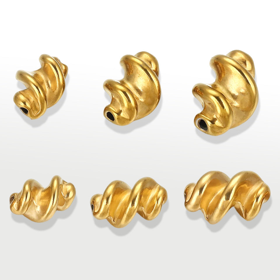 Stainless Steel Twist Metal Beads 8-11mm Color Retaining 5pcs 3