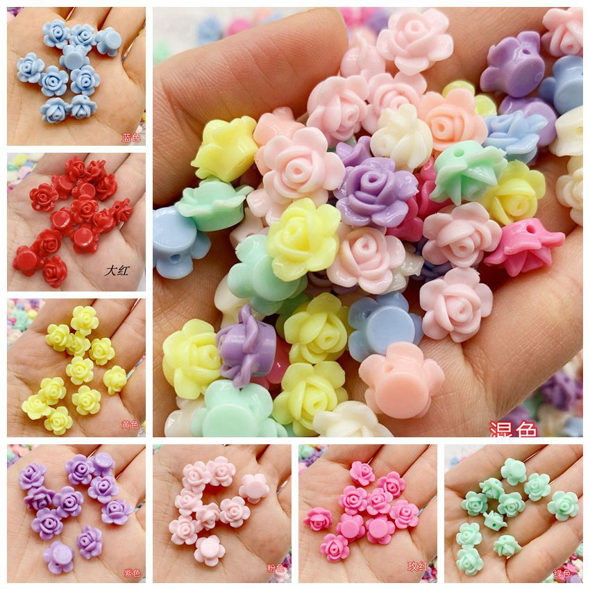 Japanese Camellia Acrylic Beads 12mm Pastel Colors 100pcs 2