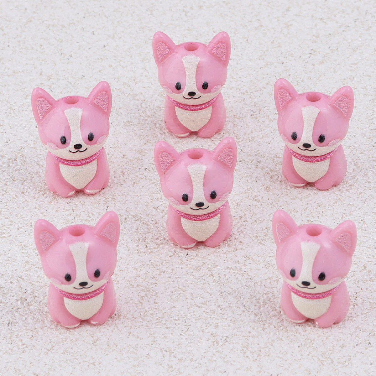 Painted 3D Corgi Acrylic Beads 16x23mm Colorful Mixed 10pcs 7