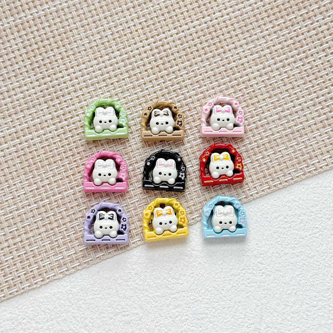 Baking Painted Window Kitten and Nice Rabbit Metal Beads 15/17mm 10pcs 12