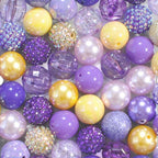 Bubblegum Beads 20mm Purple Gold Yellow Chunky Mix 50pcs 2