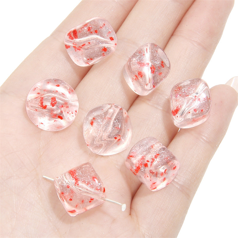 Transparent Flower Acrylic Beads 13x16mm Colorful Speckled 20pcs 8