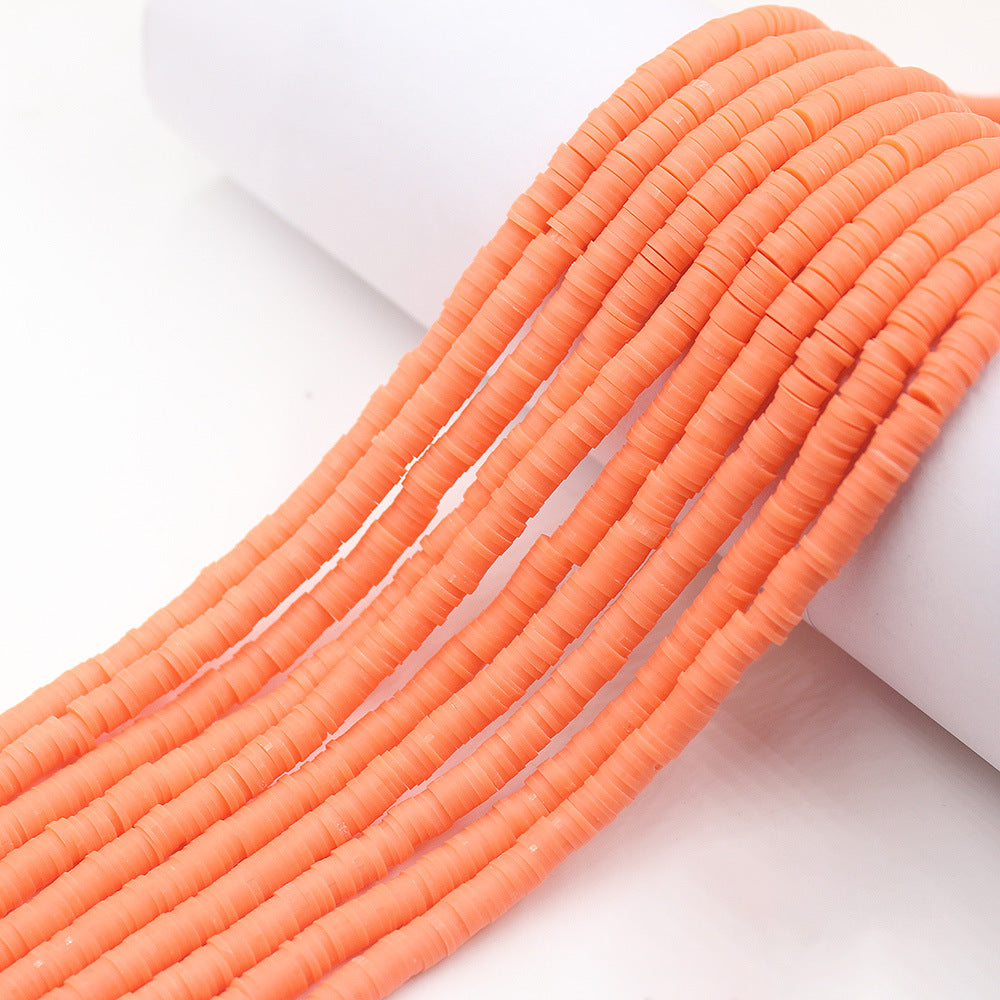 Flat Clay Beads 6mm Solid Color Polymer Spacer Discs 10strands 19