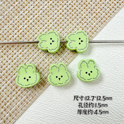 Rabbit and Bear Painted Metal Beads Glossy Finish Bulk 10pcs 9