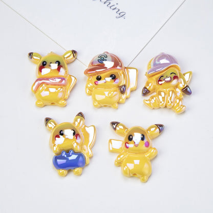 Plating Cute Pikachu Resin Beads Glossy Finish 20pcs 3