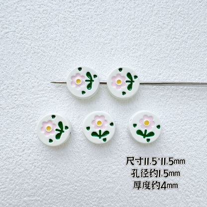 Animal and Plant Series Metal Beads 1.5mm Hole Double-Sided Painted Alloy 10pcs 11