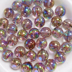 Clear Round Acrylic Beads 16mm UV Plated Rainbow Shimmer 200pcs 4