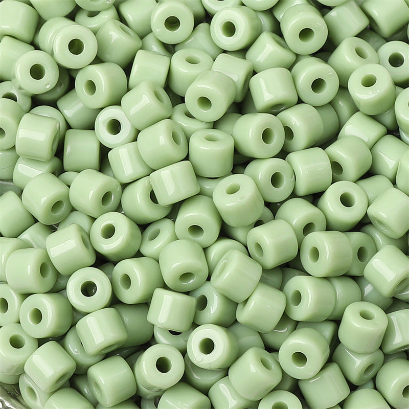 Cream Colored Pony Beads Acrylic 6mm Matte Wide Hole 50pcs 7