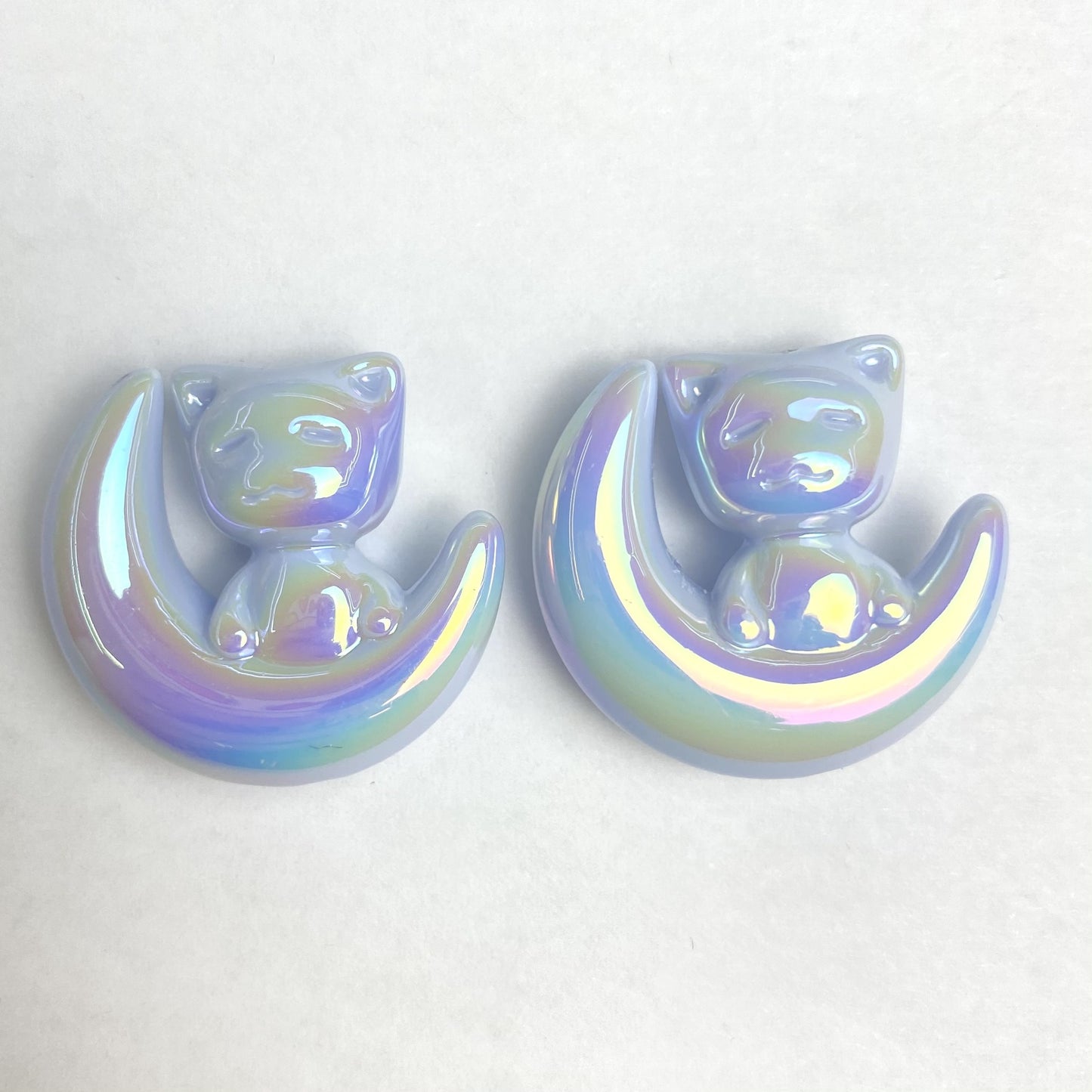 UV Plating Moon Cat Acrylic Beads 26mm Iridescent Pastel 50pcs 8
