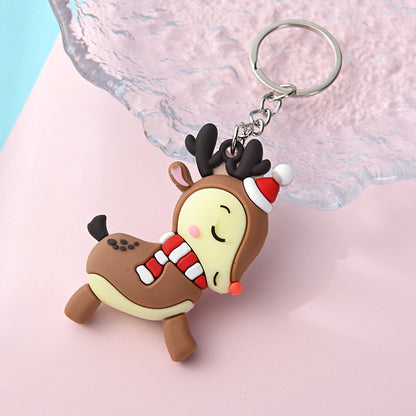 PVC Christmas Santa Claus Snowman Keychain Festive Holiday Charm 6