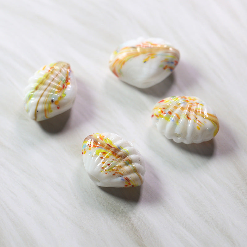 Lampwork Glass Beads Shell 14mm Phoenix Tail Pattern 10pcs 3