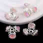 Alloy Flower Bead Caps 25mm Rhinestone Paved 10pcs 7