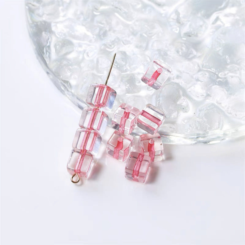 Acrylic Square Acrylic Beads 8mm Pastel Filled Core Glossy 60pcs 10