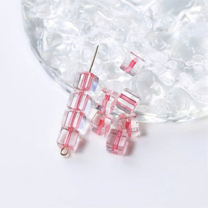 Acrylic Square Acrylic Beads 8mm Pastel Filled Core Glossy 60pcs 10
