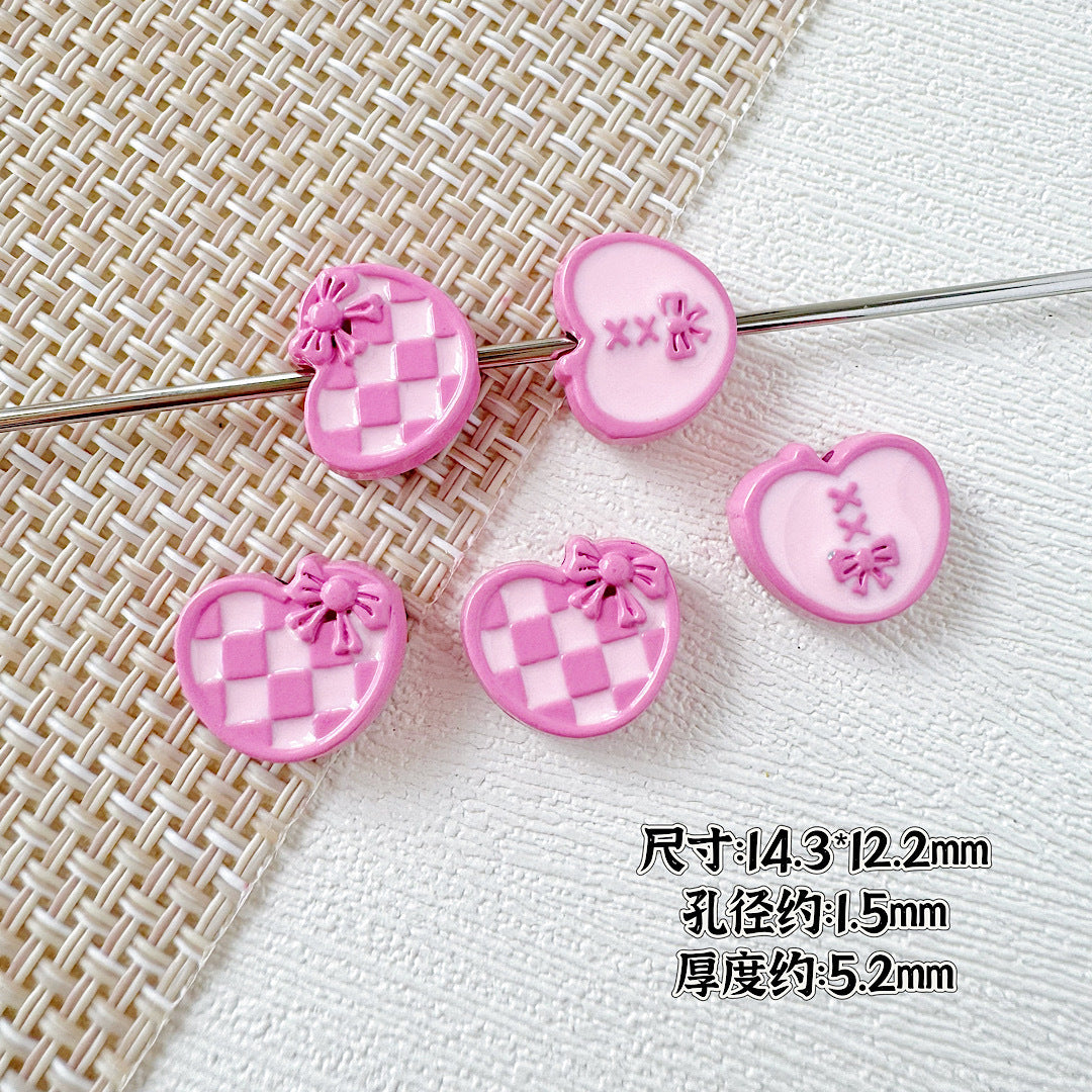 Star and Heart Metal Beads 13mm Baking Painted Houndstooth 10pcs 21