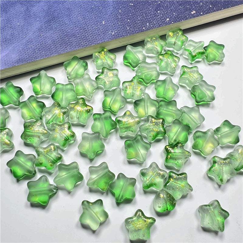 Small Star Czech Glass Beads 8mm Translucent Gold Flecked 50pcs 7