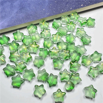 Small Star Czech Glass Beads 8mm Translucent Gold Flecked 50pcs 7
