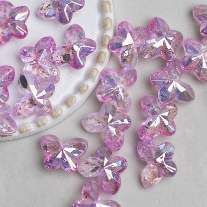 Faceted Butterfly Acrylic Beads 15-20mm Crystal Mixed 10pcs 8