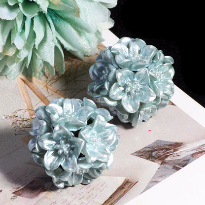 Floral Bubblegum Beads 22mm Metal Texture Flower Cluster 5pcs 12