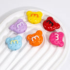 Hand Painted Bear Acrylic Beads 25mm Glossy Colorful 10pcs 4