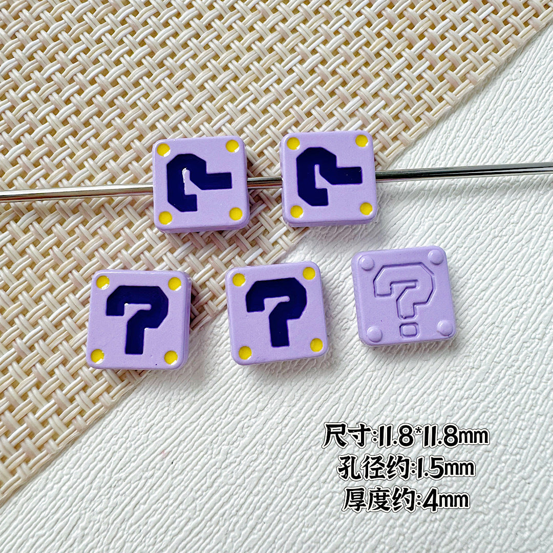 Square Metal Beads 11mm Painted Question Mark Design 20pcs 9