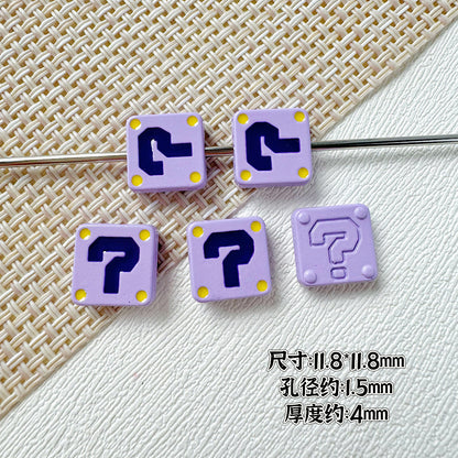 Square Metal Beads 11mm Painted Question Mark Design 20pcs 9