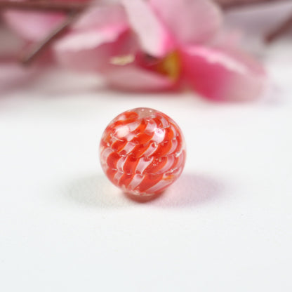 Lampwork Glass Beads Round 14mm Two-Tone Spiral Pattern 10pcs 7